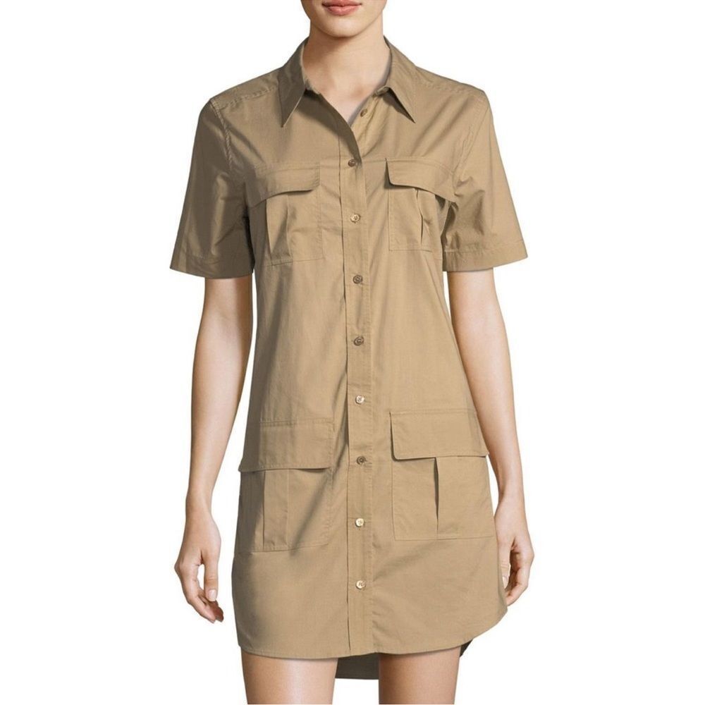Equipment Button-Front Short Sleeve Utility
Shirtdress with Pockets - Brown